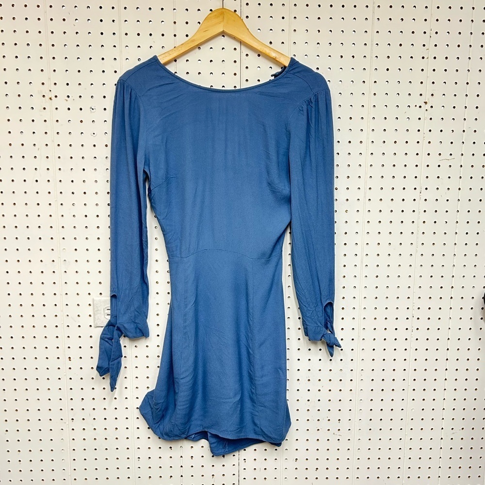 Reformation Blue Long-Sleeve Mini Dress